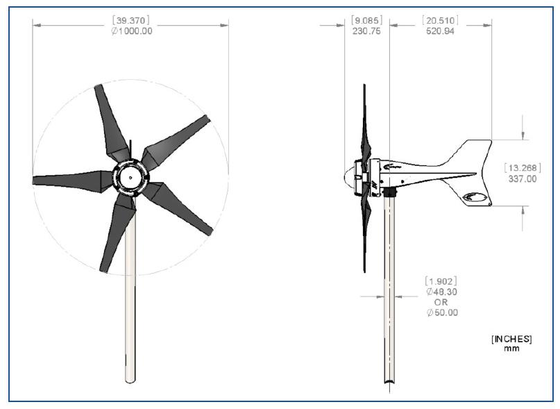LE-450 wind turbine dimensions